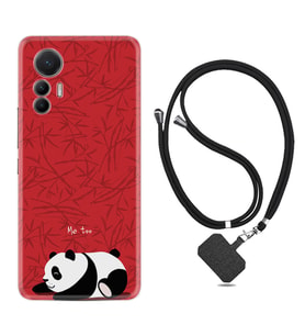 Xiaomi 12 Lite Kılıf Resimli Boyun Askılı İpli Desenli Silikon Series Sleeping Panda 1810