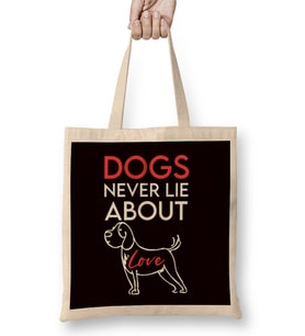 Dogs Never Lie About Love Dog Breed Owner Animal Lover Bez Çanta Uzun Saplı