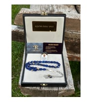 ALTINLI TESBİH-GÜMÜŞ İSİMLİ- ALTIN PARÇACIKLI - GOLDEN ROSARY-DIŞINA İSİM YAZILABİLİR KARE KUTULU