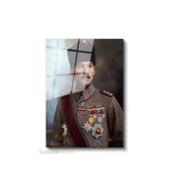 Dikey Cam Tablo Salon Duvar Tablo Dikey Cam Ataturk Uniformalı Rozetli Ev Hediyesi Ofis Tablo