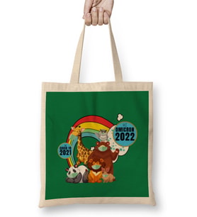 Sarcasm Funny Vintage ANIMALS Saying Covid Hi Omicron Virus 2022 Bez Çanta Uzun Saplı