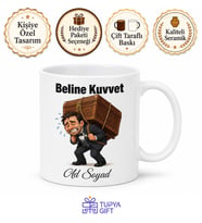 Çeyiz Sandığını Taşıyan Yorgun Damat Beline Kuvvet Hediye Kupa Bardak