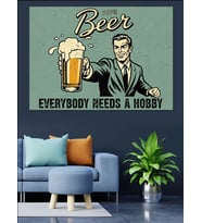 Retro Bira Reklam Posteri Dekoratif Kanvas - Mdf Ahşap Tablo