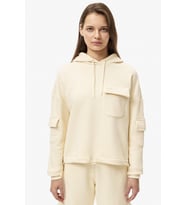 Lacoste Womens Relaxed Fit Sweatshirt Kapüşonlu Pamuklu Rahat Kesim Kadın Sweatshirt Krem