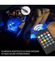 Araç Içi Aydınlatma Kumandalı Müziğe Duyarlı 12 Led Ayak Altı Led - 8 Renk Rgb Pro