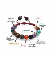 Makrome Örgülü Küre Kesim Multicolor Doğaltaş Kombinli Genç Başarı Bilekliği (Çok Renkli)