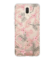Huawei Mate 10 Lite Uyumlu Kapak Floral Kırmızı Tasarımlı Şeffaf Silikon Kılıf