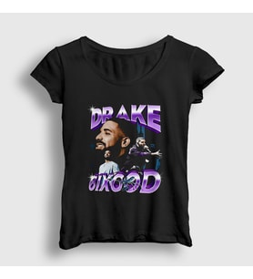 Presmono Kadın Siyah Drake 6 God T-Shirt 420583tt