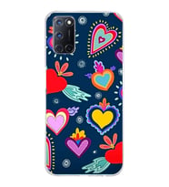 PrintiFy Oppo A92  ile Uyumlu 1mm Slim Fit Retro Renkler 3 Baskılı Şeffaf  Kılıf