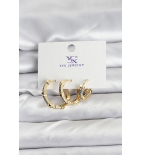Gold Renk Zirkon Taşlı Kadın Küpe - TJ-BKP11342