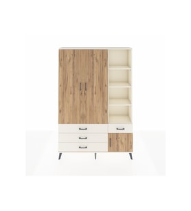 Arges Dolap 5 Raflı 4 Çekmeceli Tek Askılı 132x30x195 Aytaşı-Çam/Aytaşı