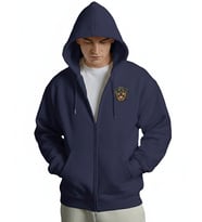 Erkek Rottweiler Baskılı Oversize Fermuarlı Hoodie (Lacivert)