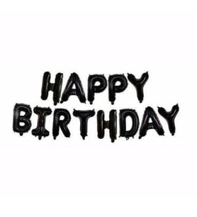 Siyah Renk Happy Birtday Folyo Balon Set