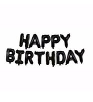 Siyah Renk Happy Birtday Folyo Balon Set