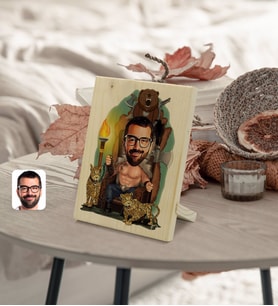 BK Gift Kişiye Özel Viking Karikatürlü Dekoratif Ahşap Çerçeve Model 1