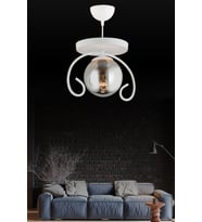 Tekli Beyaz Kelebek Füme Glop Camlı  Modern  Avize