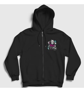 Presmono Unisex Siyah Ghost The Misfits Fermuarlı Kapüşonlu Sweatshirt 174831tt