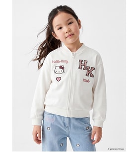 LCW Kids Bej Hello Kitty Baskılı Kız Çocuk Fermuarlı Sweatshirt