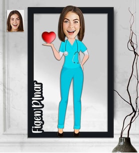 Kişiye Özel 3D  Ahşap Tablo Doktor Kadın 30x40 -5