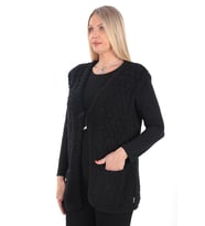 Kadın Triko Çeyizlik Yelek Petekli Model (Siyah)