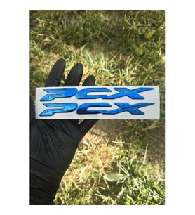 Pcx Amblem Logo 3D Sticker Yazı 2 Adet Set Mavi Renk