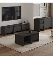 Laris Üçlü SET – TV Sehpası, Konsol ve Orta Sehpa ile Modern Yaşam Alanları İçin Takım (Antrasit)
