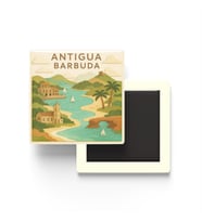 Antigua ve Barbuda - Antigua and Barbuda - Paper Cut Art - Baskılı Buzdolap Magneti Kare - 9x9 cm