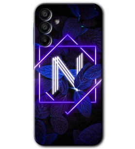 Galaxy A15 Kılıf HD Desen Baskılı Kılıf - Dark Neon Yaprak N Harfi
