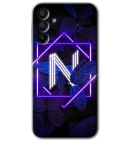 Galaxy A15 Kılıf HD Desen Baskılı Kılıf - Dark Neon Yaprak N Harfi