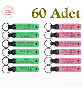 Fıstık Yeşili & Pembe, Kültürel Gezi Ekibine Özel Anı, 60’lı Set, Kişiye Özgü Yazılı Deri Anahtarlık