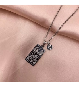 Kişiye Özel 925 Ayar Gümüş Boğa Burcu Tarot Kolye
