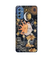 Samsung Galaxy M52 Uyumlu Güneş ve Ay Desenli Şeffaf Telefon Kılıfı