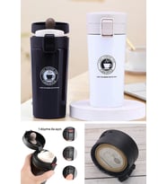2 Adet Siyah Beyaz İnox Mug Termos 12 Saate Kadar Sıcak Soğuk Tutma Filtreli Çift Katmanlı 380ml