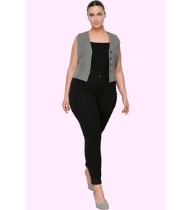 Kadın Yüksek Bel Skinny Pantolon Örme Kumaş Düz Desen Günlük Kullanım Yaz Aylarının Vazgeçilmezi (Siyah)