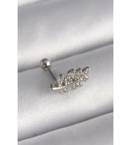 316L Çelik Gümüş Renk Zirkon Taşlı Dal Tragus Piercing 5886 - SSSSSS6119-3933