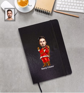 Kişiye Özel Yılbaşı Erkek Karikatürlü Siyah Defter Model-14