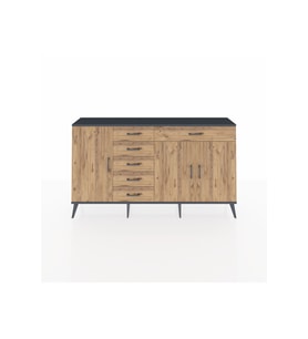 Arges Konsol 3 Raflı 6 Çekmeceli 3 Kapaklı 176x30x99 Antrasit-Çam