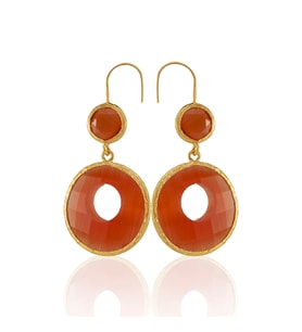 Kadir Jewellery 22 Ayar Altın Kaplama Kadın Taşlı Küpe -El İşçiliği Ve Hipoalerjenik Küpe