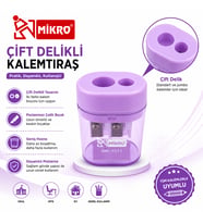 Mikro Çift Delikli Kalemtıraş 1 Adet Hazneli Standart ve Jumbo Kalem Uyumlu MK-1011