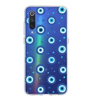 PrintiFy Xiaomi Mi 9 ile Uyumlu 1mm Slim Fit Nazar Boncuğu 1 Baskılı Şeffaf  Kılıf