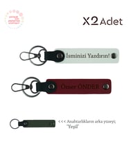 Dostluğa Özel Sürpriz, Kişisel İsim & Soyisim 2’li Anahtarlık Takımı, Beyaz-Bordo-Yeşil