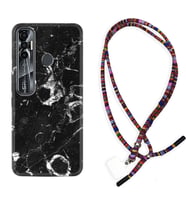 Tecno Spark 6 6 Go 8C 8 Pro 7 7 Pro Kılıf Boyun Asklı Rasta Silikon Black Hole Marble 1387