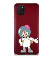 Samsung Galaxy A81 Soft Premier Kapak Sandy Tasarımlı Silikon Kılıf - Mürdüm (Şeffaf)