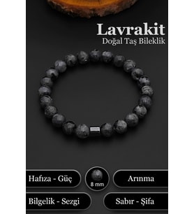 Erkek Doğal Taş Bileklik Lavrakit Bileklik Kadın 8 mm BT039 (Gri)