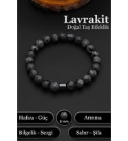 Erkek Doğal Taş Bileklik Lavrakit Bileklik Kadın 8 mm BT039 (Gri)