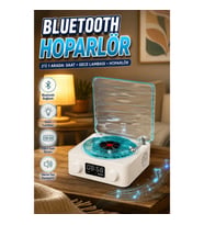 Vintage Tasarımlı Bluetooth Hoparlör Saatli Gece Lambası 3'ü 1 Arada