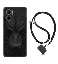 Xiaomi Redmi Note 11E Kılıf Resimli Boyun Askılı İpli Desenli Silikon Black Fox 1325