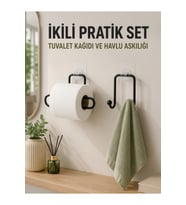Yapışkanlı Havlu Askısı ve Tuvalet Kağıdı Tutucu Seti