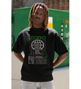 Tasarım Roronoa Zoro Baskılı Unisex Oversize One Piece Anime Dizi Karakter Tişört