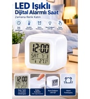 LED Aydınlatmalı Küp Saat Dijital Alarm Tarih ve Sıcaklık Göstergeli